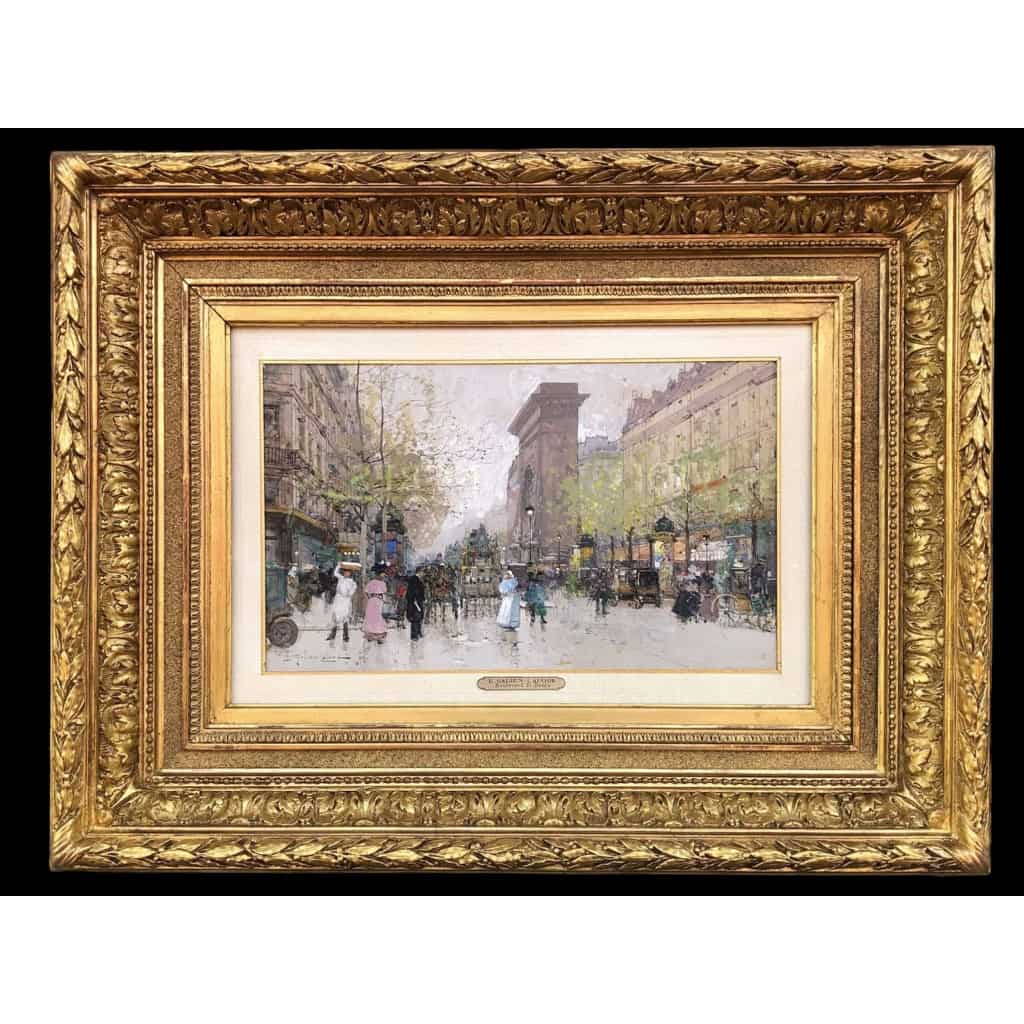 Galien Laloue Eugène French Painting 20th Century View Of Paris Animation Boulevard St Denis Gouache signée ||||||||