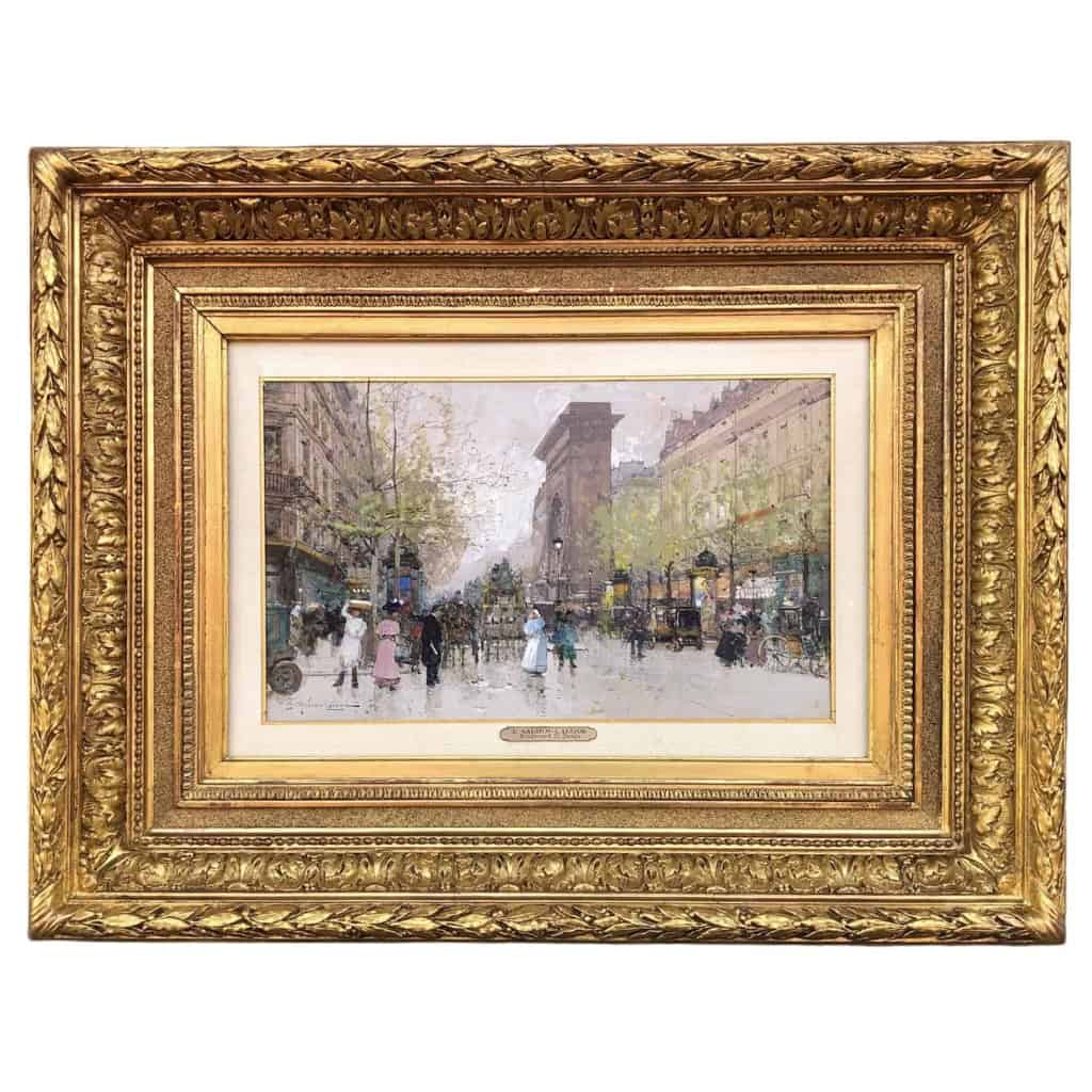 Galien Laloue Eugène French Painting 20th Century View Of Paris Animation Boulevard St Denis Gouache signée Galien Laloue Eugène French Painting 20th Century View Of Paris Animation Boulevard St Denis Gouache signée