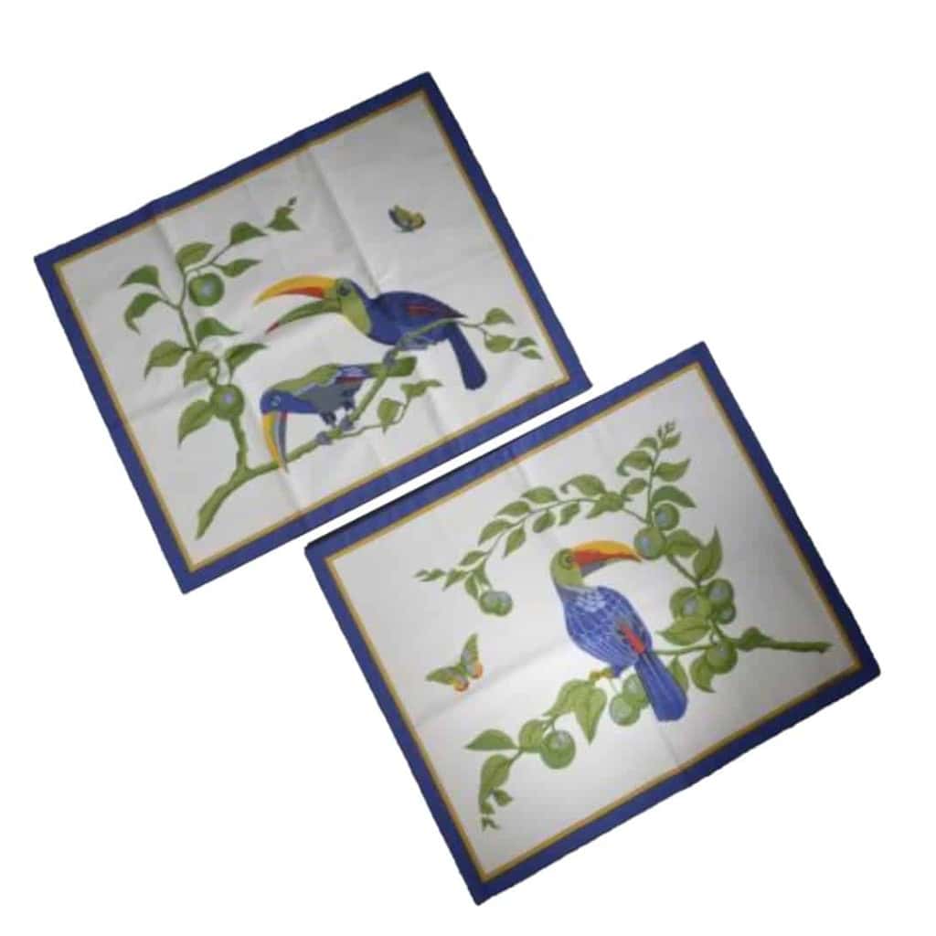 Hermès, 2 sets de table « Toucans » |||||