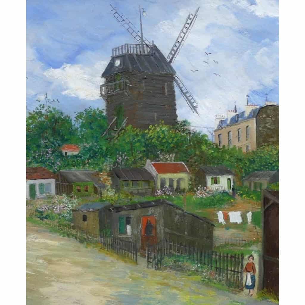 Elisée MACLET Tableau Français 20ème siècle Paris Montmartre Moulin de La Galette Le maquis Huile Signée Elisée MACLET Tableau Français 20ème siècle Paris Montmartre Moulin de La Galette Le maquis Huile Signée