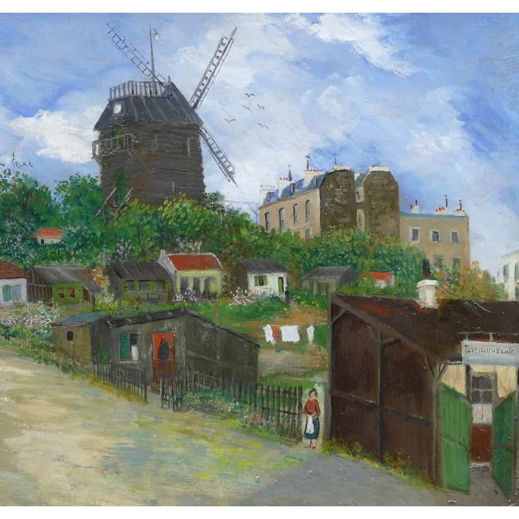 Elisée MACLET Tableau Français 20ème siècle Paris Montmartre Moulin de La Galette Le maquis Huile Signée Elisée MACLET Tableau Français 20ème siècle Paris Montmartre Moulin de La Galette Le maquis Huile Signée