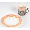 6 tasses roses et or , Coalfort, monture argent, Chester 1925 6 tasses roses et or , Coalfort, monture argent, Chester 1925