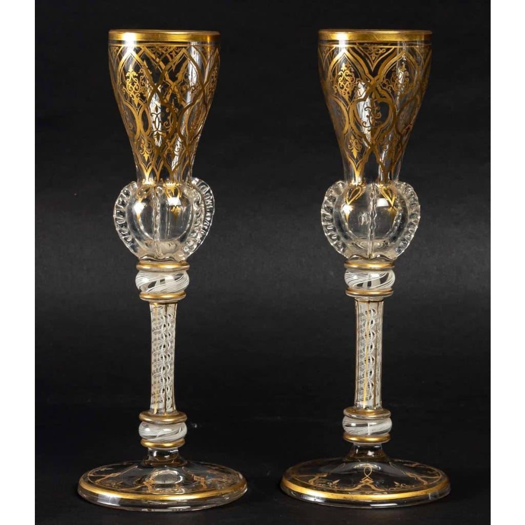 Paire de grands verres, XIXème siècle Pays Bas ou Angleterre Paire de grands verres, XIXème siècle Pays Bas ou Angleterre