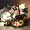 CAUCHOIX Eugène Bouquet de roses dans un panier huile sur toile signée CAUCHOIX Eugène Bouquet de roses dans un panier huile sur toile signée