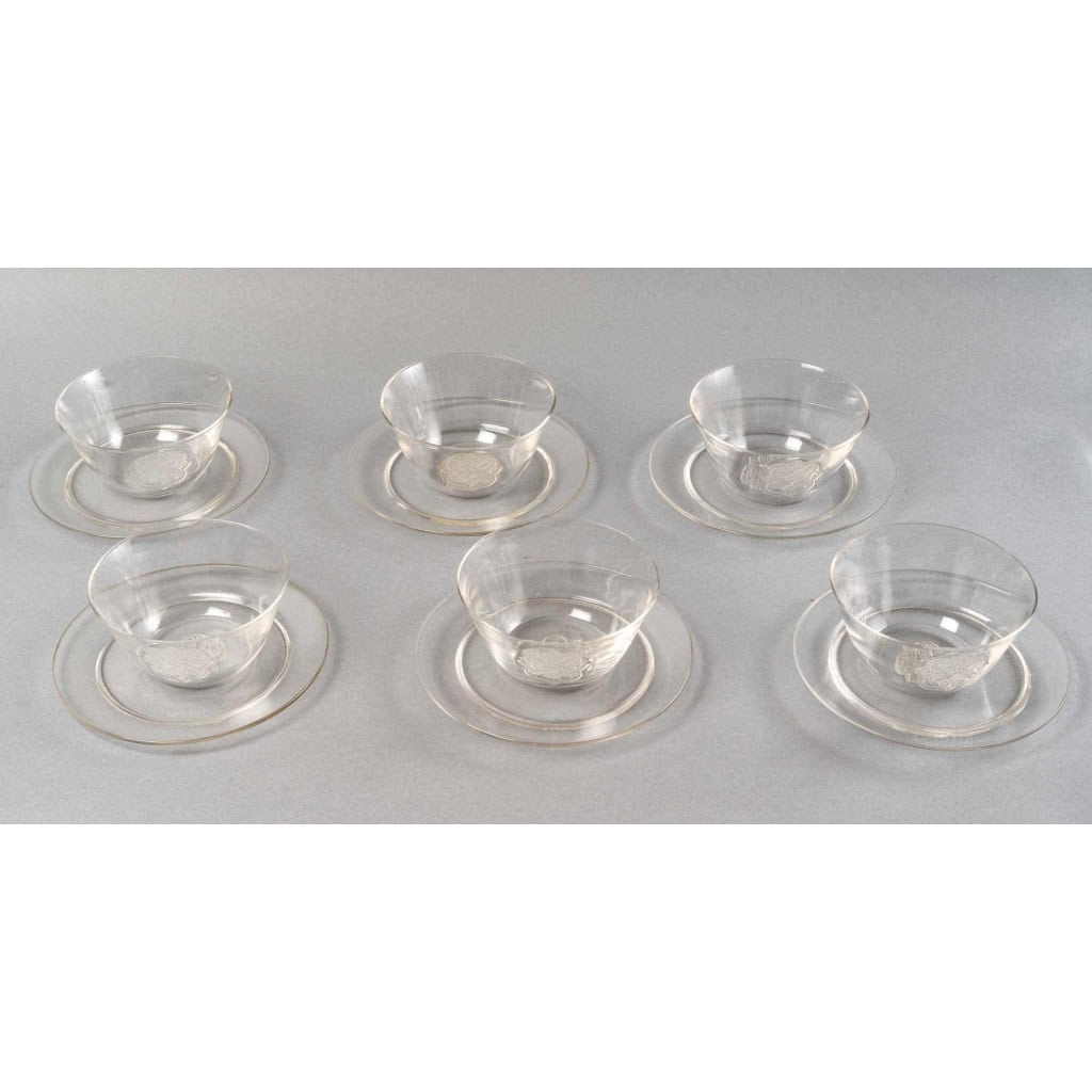 Service "Molsheim" verre blanc de René LALIQUE - 12 pièces |||||||||||