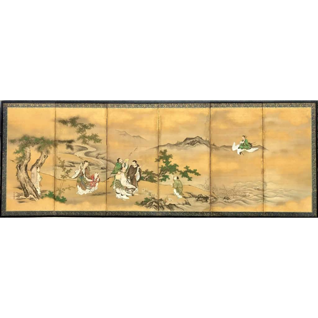 Paravent Japonais à 6 panneaux par Kano Tanshin (1653-1718) ||||||