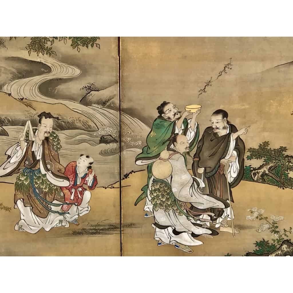 Paravent Japonais à 6 panneaux par Kano Tanshin (1653-1718) Paravent Japonais à 6 panneaux par Kano Tanshin (1653-1718)