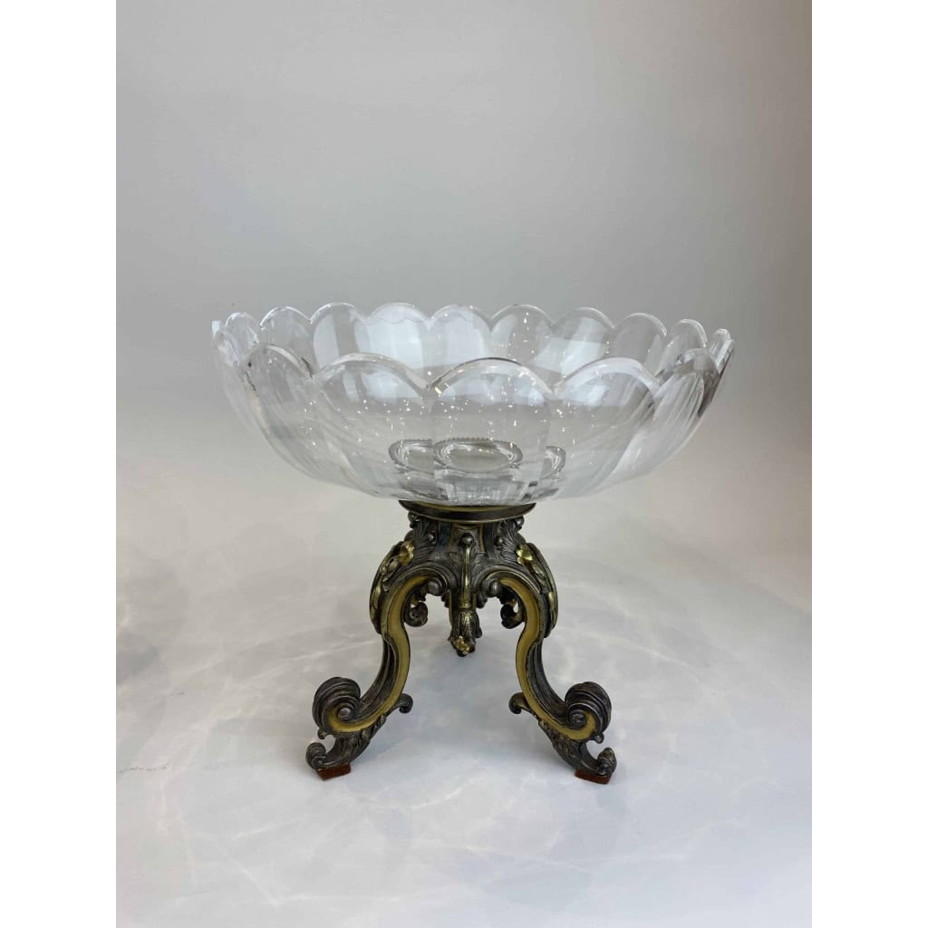 Paire de coupes en cristal et bronze argenté et doré, Circa 1900 Paire de coupes en cristal et bronze argenté et doré, Circa 1900