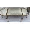 1970′ Table Tripartite Maison Charles Décor Palmier en Bronze Doré avec Plateaux Miroir 125 X 52 X H 42 cm ||||||||||||||||