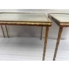 1970′ Table Tripartite Maison Charles Décor Palmier en Bronze Doré avec Plateaux Miroir 125 X 52 X H 42 cm 1970′ Table Tripartite Maison Charles Décor Palmier en Bronze Doré avec Plateaux Miroir 125 X 52 X H 42 cm