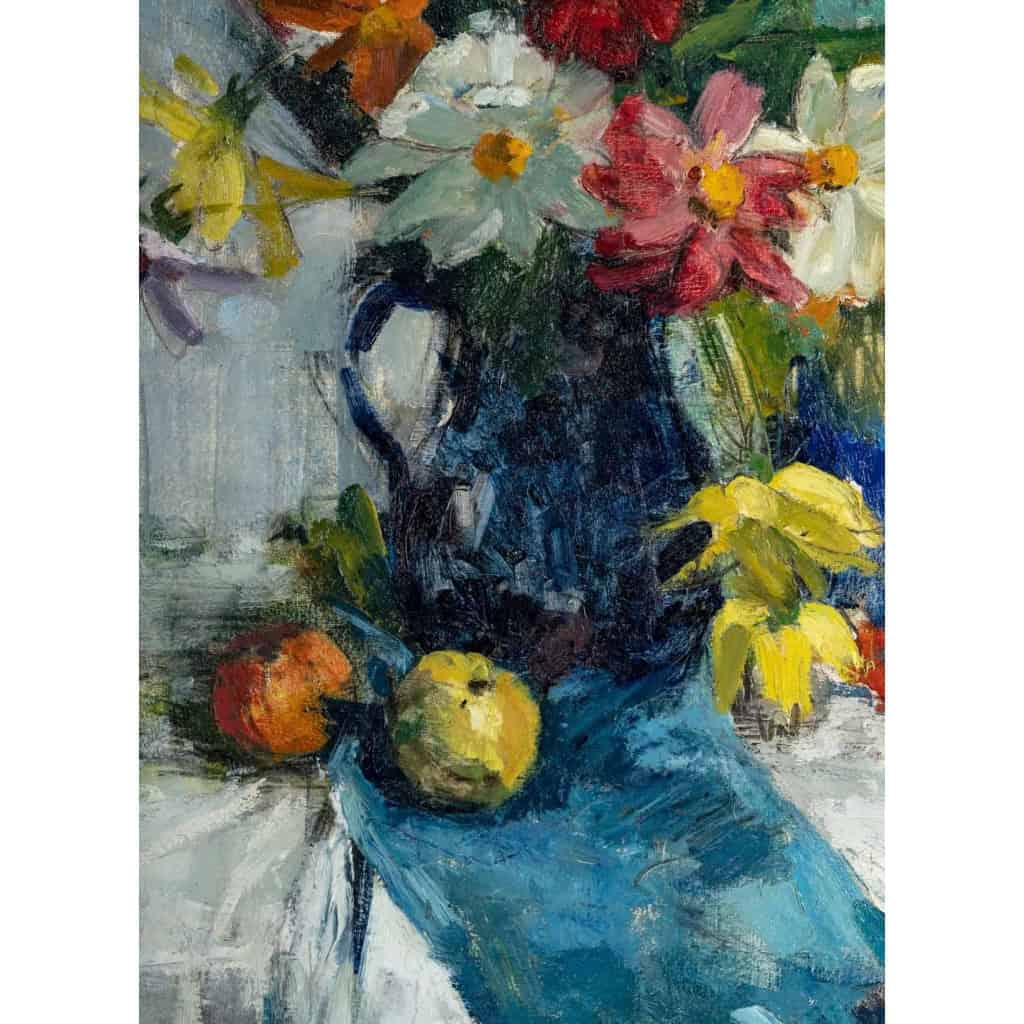 Bouquet De Fleurs et de fruits sur un entablement. Victor SIMONIN (1877-1946). Bouquet De Fleurs et de fruits sur un entablement. Victor SIMONIN (1877-1946).