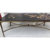 1970′ Table Basse Double Piétement Bronze Modèle Bambou Maison Baguès Laque De Chine 112 x 54 x H 38 cm 1970′ Table Basse Double Piétement Bronze Modèle Bambou Maison Baguès Laque De Chine 112 x 54 x H 38 cm