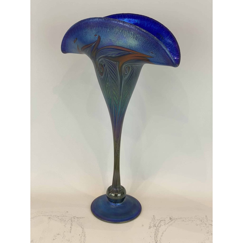 Vase en verre aurene bleu par Charles LOTTON, Circa 1935 ||||||