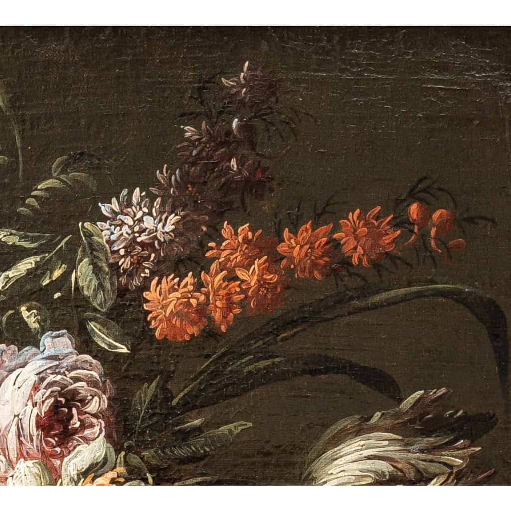 Vase de fleurs sur un entablement. École Italienne Du XVIII Siècle. Vase de fleurs sur un entablement. École Italienne Du XVIII Siècle.