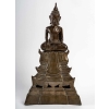 Bouddha en bronze, assis en position de la prise de la terre à témoin ou vainqueur de Mâra, Laos 19e siècle ||||||||