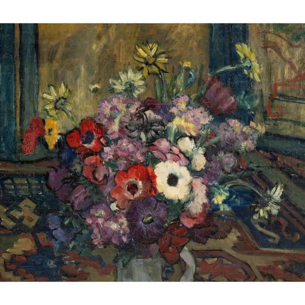 Emile COLINUS (1884-1966). Bouquet d'Anémones Et De Fruits. Emile COLINUS (1884-1966). Bouquet d'Anémones Et De Fruits.