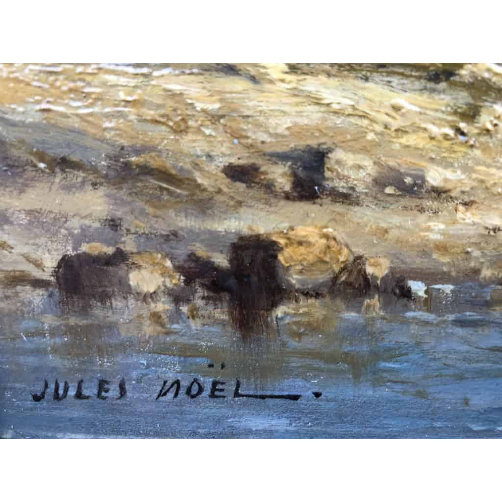 NOEL Jules Tableau Français 19è l’avant port Huile Sur carton fort Signée NOEL Jules Tableau Français 19è l’avant port Huile Sur carton fort Signée