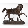 Étalon et chien, Sculpture en bronze signée Pierre Lenordez, XIXème siècle Étalon et chien, Sculpture en bronze signée Pierre Lenordez, XIXème siècle