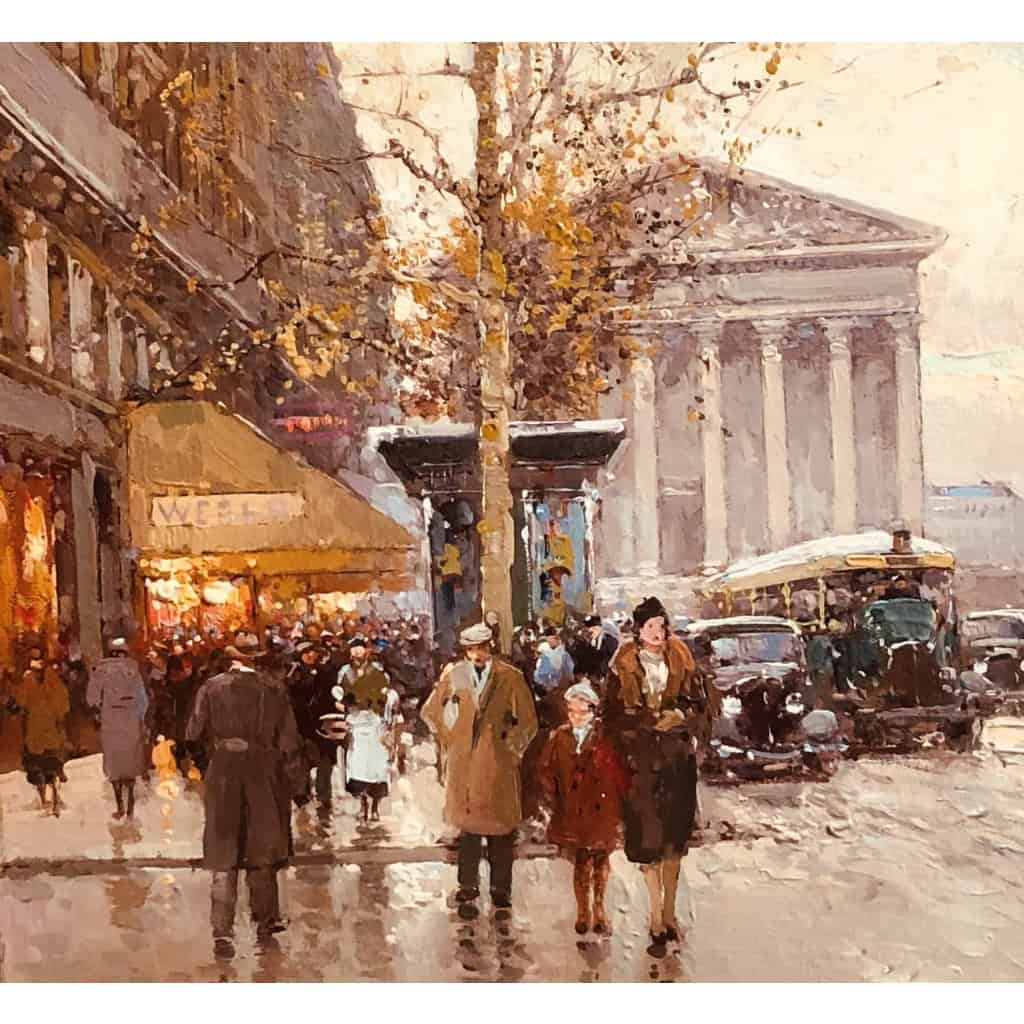 Cortes Edouard Rue Royale Et La Madeleine, Jour d'Automne Huile Sur Toile Signée Cortes Edouard Rue Royale Et La Madeleine, Jour d'Automne Huile Sur Toile Signée