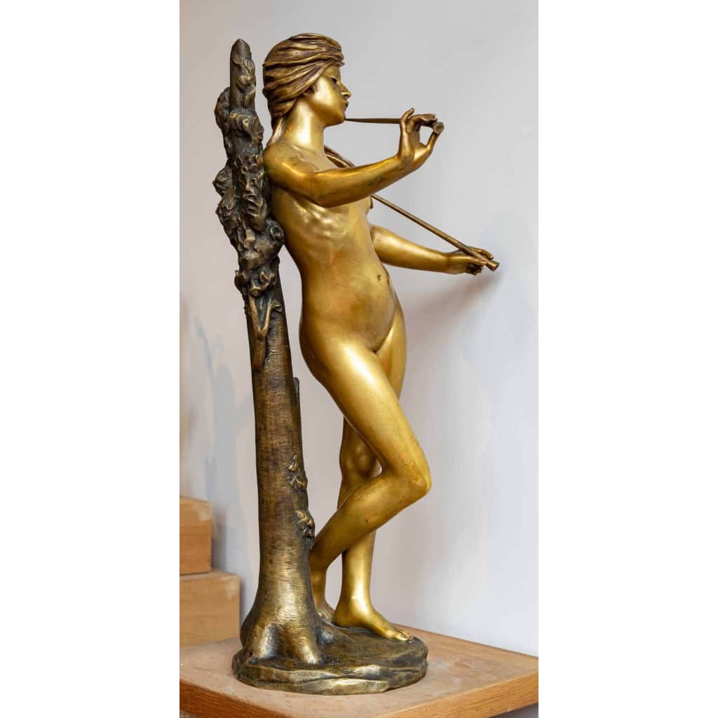 La muse des bois, bronze signé Albert Lefeuvre, Début XXème siècle La muse des bois, bronze signé Albert Lefeuvre, Début XXème siècle