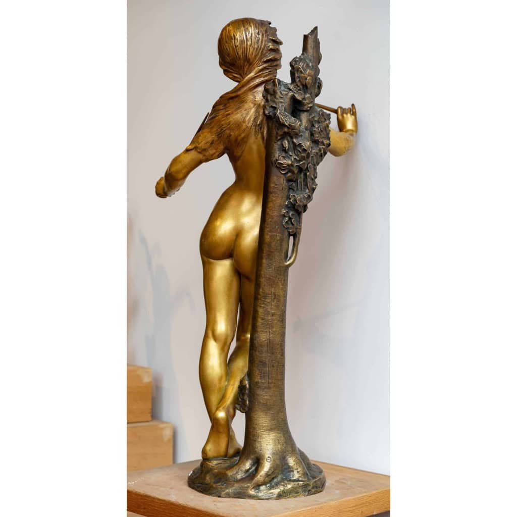 La muse des bois, bronze signé Albert Lefeuvre, Début XXème siècle La muse des bois, bronze signé Albert Lefeuvre, Début XXème siècle