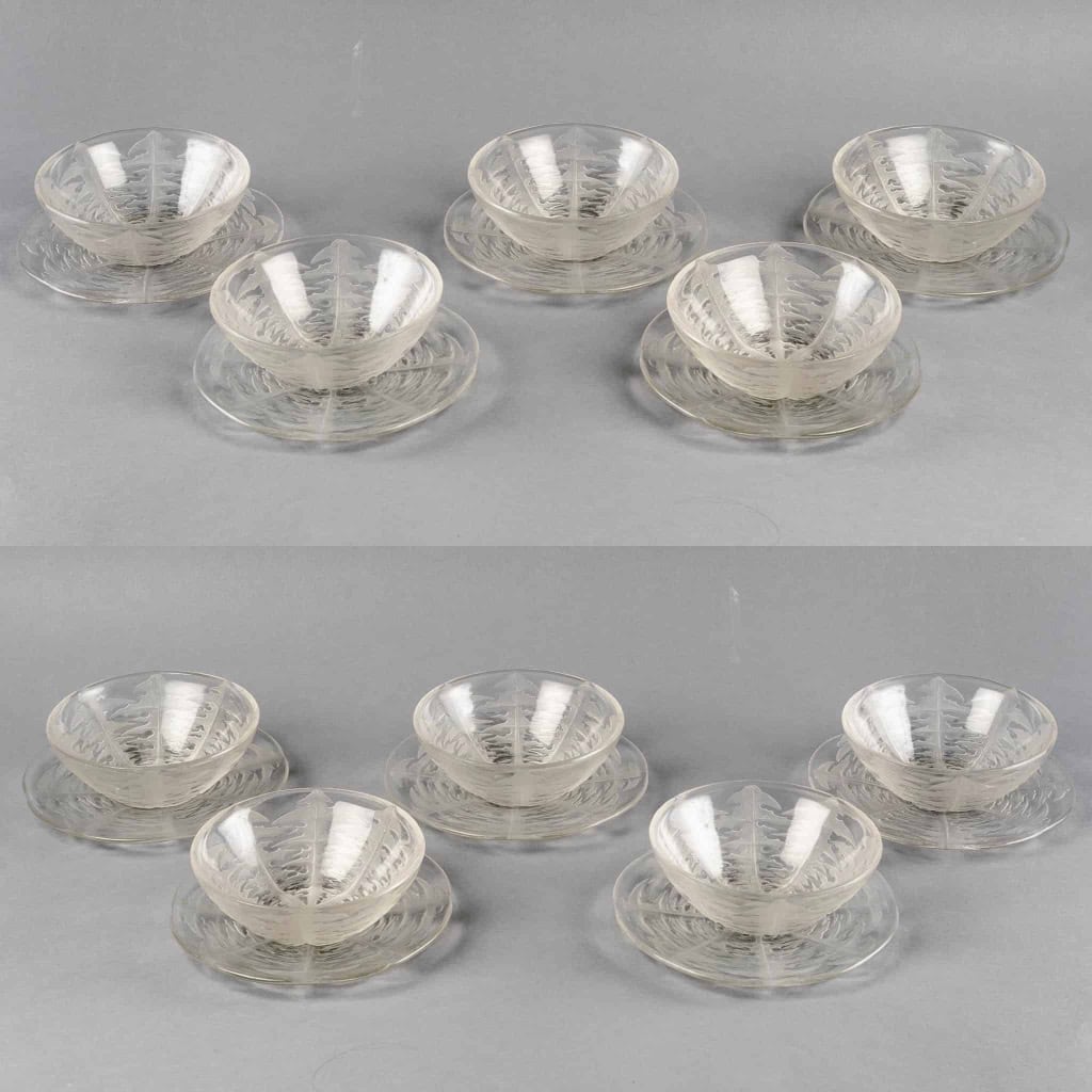 Service "Pissenlit" verre blanc de René LALIQUE - 20 Pièces |||||||||