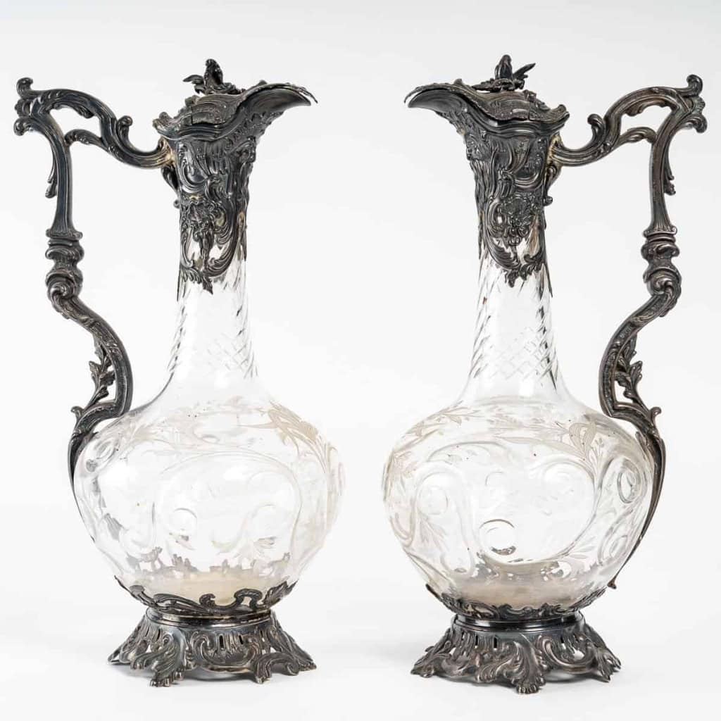 Paire de carafes en argent, XIXème siècle Paire de carafes en argent, XIXème siècle