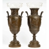 Paire de vases en bronze patiné et intérieur cristal , XIXème siècle |||||||||||