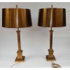 1950/70 Paire de Lampes Aux Colonnes Coryntiennes en Laiton et Bronze Signées Charles |||||||||||||