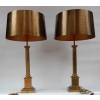 1950/70 Paire de Lampes Aux Colonnes Coryntiennes en Laiton et Bronze Signées Charles 1950/70 Paire de Lampes Aux Colonnes Coryntiennes en Laiton et Bronze Signées Charles