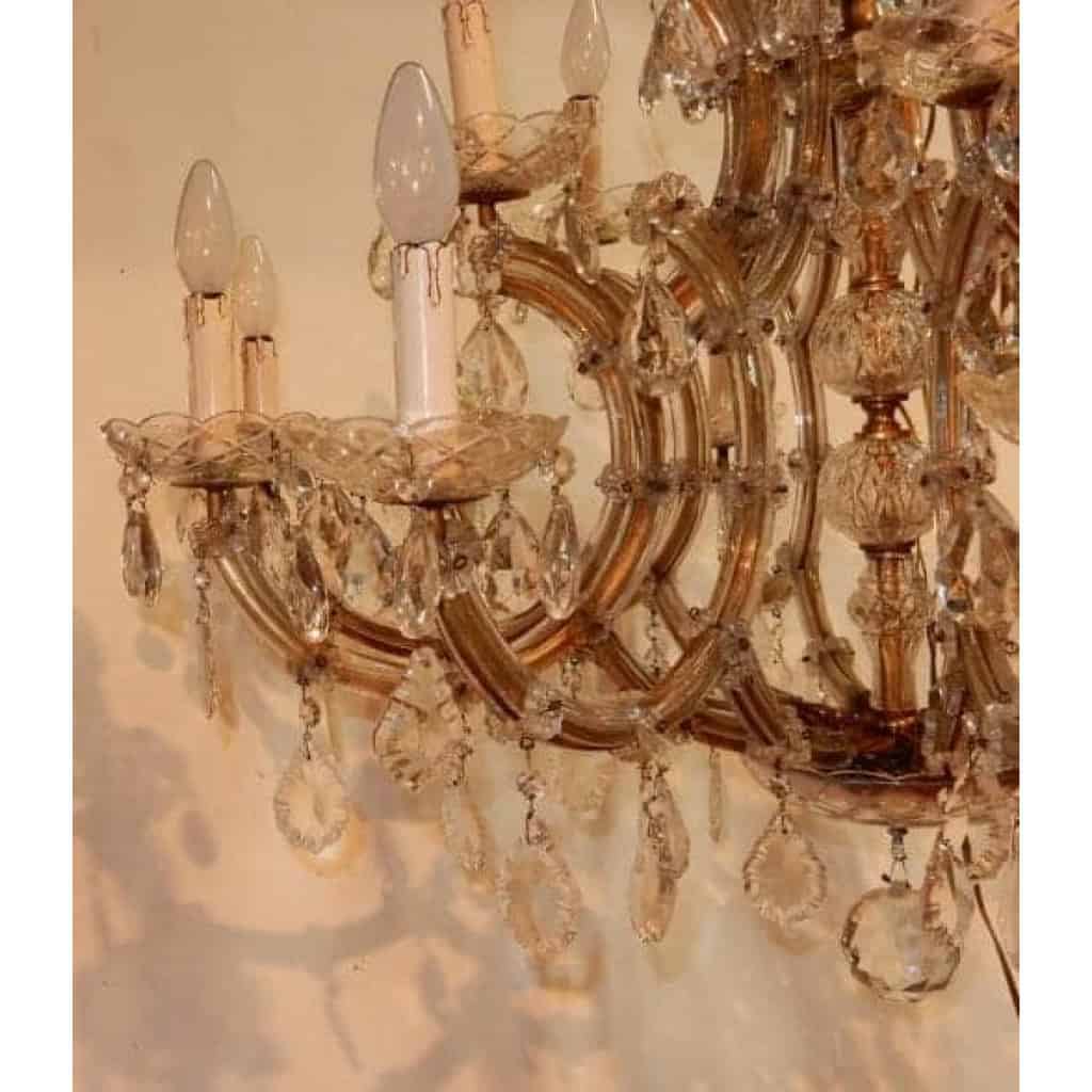 1950′ Lustre Cage en Cristal de Bohême 10 Bras 15 Lampes 1950′ Lustre Cage en Cristal de Bohême 10 Bras 15 Lampes