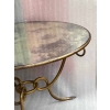 1940′ Table Basse Fer Battu Doré ,Entrelacs /René Drouet Diamètre: 90 Hauteur: 53 cm Ou René Prou/ Maison Franck Anvers 1940′ Table Basse Fer Battu Doré ,Entrelacs /René Drouet Diamètre: 90 Hauteur: 53 cm Ou René Prou/ Maison Franck Anvers