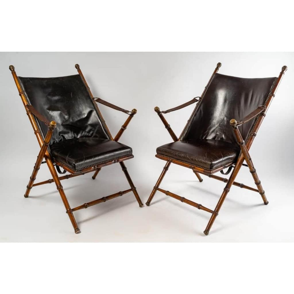 Paire de fauteuils d'officier années 1950 |||||||