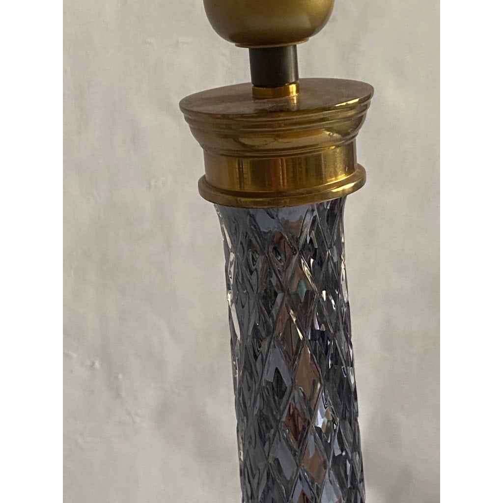 1970′ Paire de Lampes en Verre Ou Cristal Fumé Et Bronze Doré 1970′ Paire de Lampes en Verre Ou Cristal Fumé Et Bronze Doré