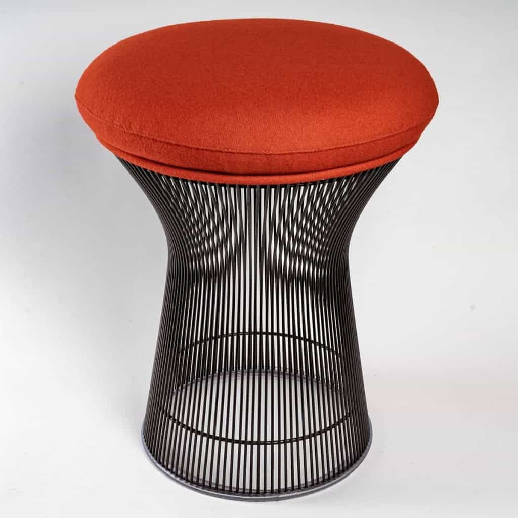 Tabouret Tissus Kvadrat Tonus Structure Métal Bronze de Warren PLATNER |||||