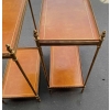 1970′ Paire D’Etageres En Bronze Avec Galeries Maison Bagués Et 2 Plateaux Gainés De Cuir Fauve 1970′ Paire D’Etageres En Bronze Avec Galeries Maison Bagués Et 2 Plateaux Gainés De Cuir Fauve