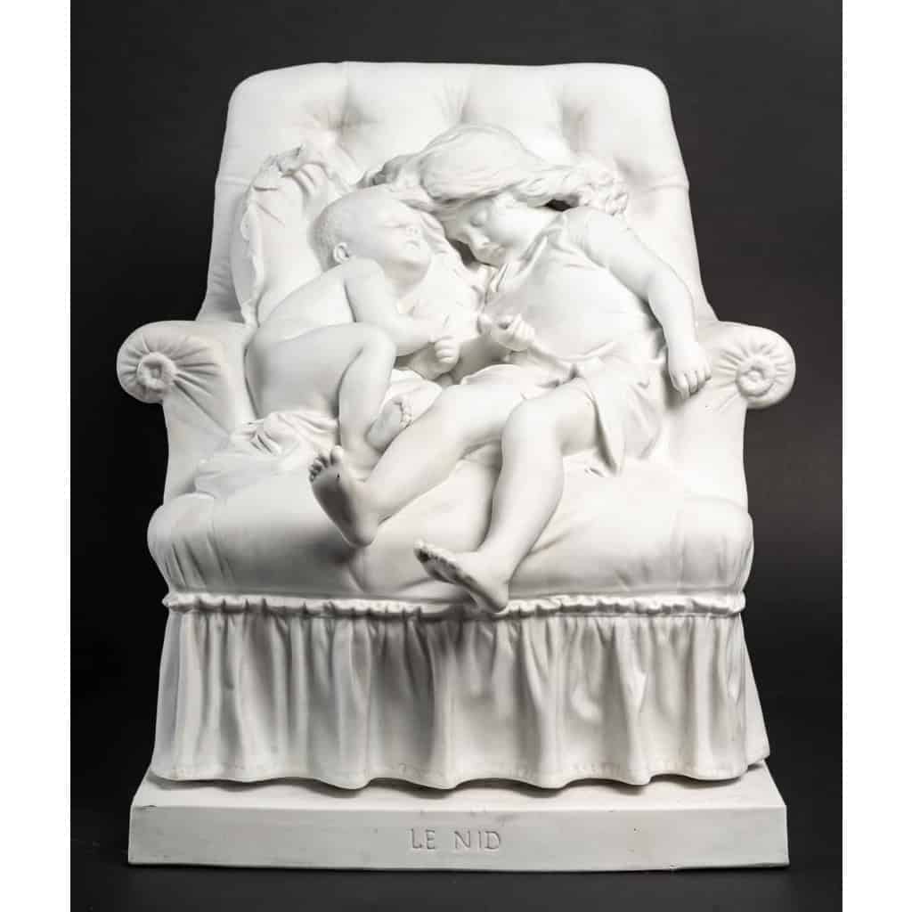 Aristide Croisy (1840-1899). Le Nid- Groupe En Biscuit De Porcelaine.circa 1900. Aristide Croisy (1840-1899). Le Nid- Groupe En Biscuit De Porcelaine.circa 1900.