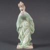 Statuette en porcelaine à couverte émaillée blanc et turquoise, intitulée "Princesse Irène", signée Mougin, Nancy, début du XXe siècle. Statuette en porcelaine à couverte émaillée blanc et turquoise, intitulée "Princesse Irène", signée Mougin, Nancy, début du XXe siècle.