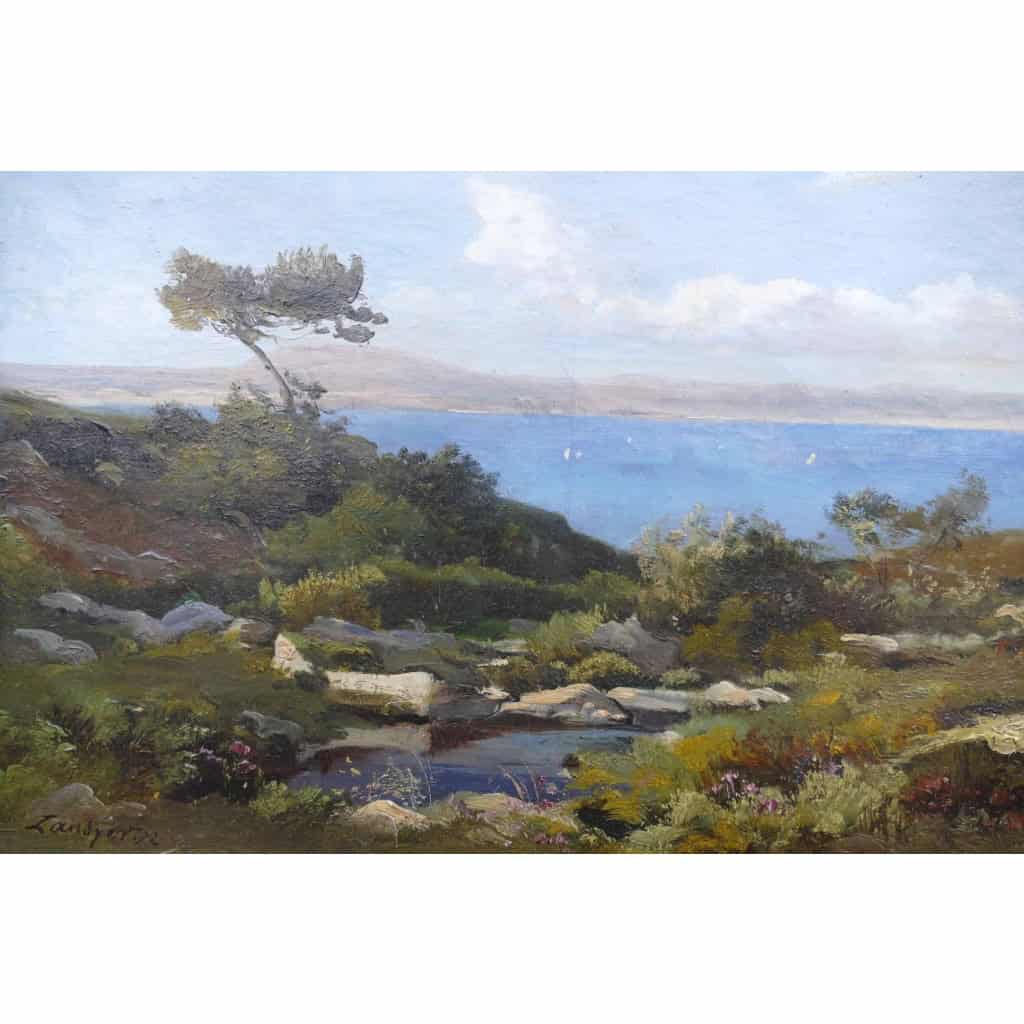 LANSYER Emmanuel Peinture 19ème Siècle Paysage De Méditerranée Huile Sur Toile Signée Et Datée LANSYER Emmanuel Peinture 19ème Siècle Paysage De Méditerranée Huile Sur Toile Signée Et Datée