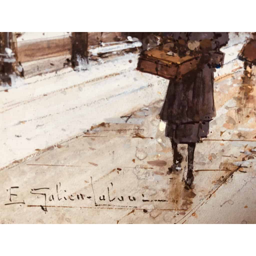 Galien Laloue Eugène Tableau 20ème Siècle Paris Bouquinistes Devant Notre Dame Gouache Signée Certificat Galien Laloue Eugène Tableau 20ème Siècle Paris Bouquinistes Devant Notre Dame Gouache Signée Certificat