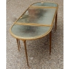 1970′ Table Tripartite Maison Charles, Jansen Ou Baguès Décor Palmier en Bronze Doré avec Plateaux Miroirs Vieillis 1970′ Table Tripartite Maison Charles, Jansen Ou Baguès Décor Palmier en Bronze Doré avec Plateaux Miroirs Vieillis