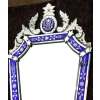 1950’/70 Miroir Venise Octogonal à Fronton avec Cadre en Verre Bleu Ornées de Fleurs 1950’/70 Miroir Venise Octogonal à Fronton avec Cadre en Verre Bleu Ornées de Fleurs