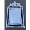 1950/60 ‘ Miroir N3 Venise Rectangulaire à Fronton Avec Cadre en Verre Bleu Orné D Etoiles Argentées Centre Biseauté |||||||||