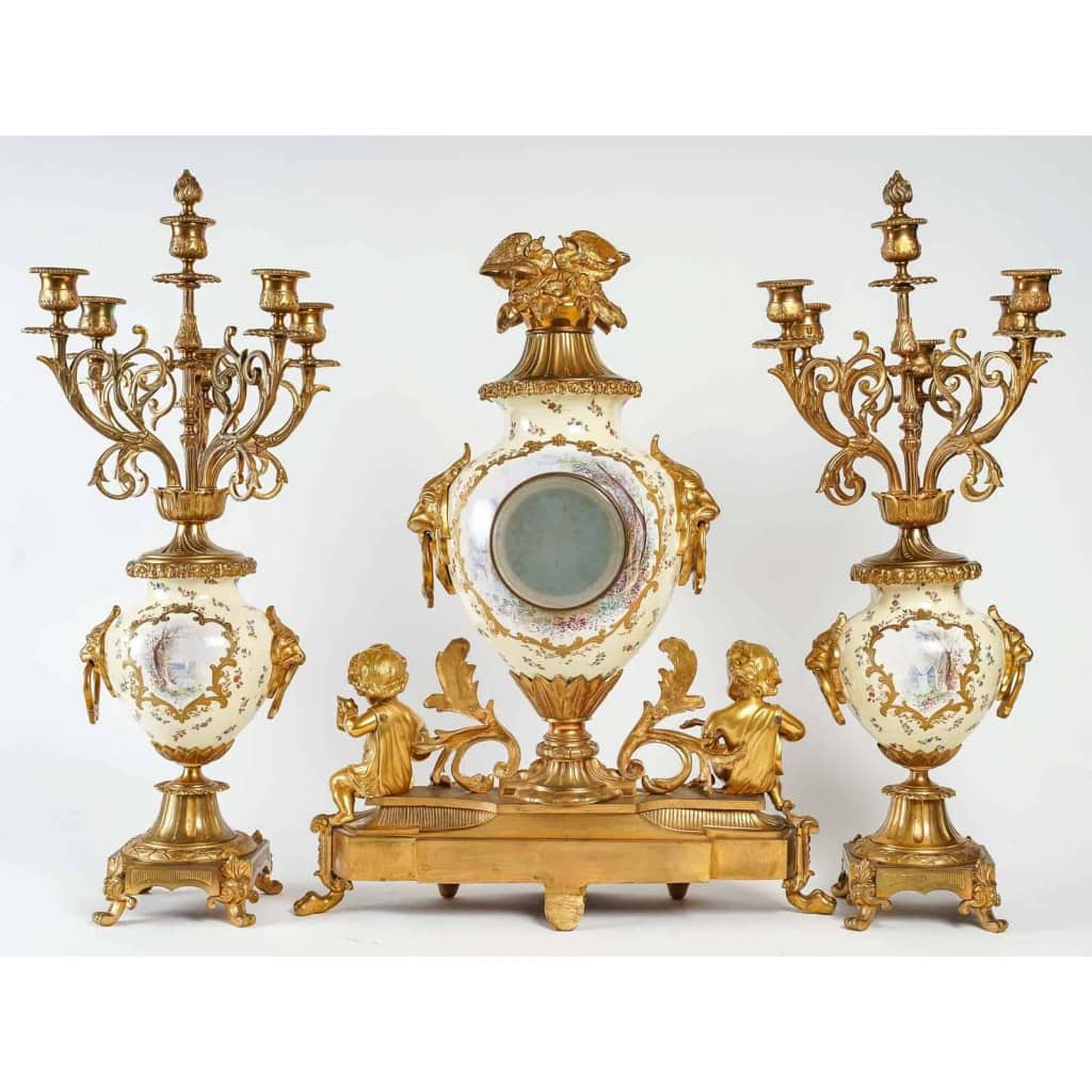 Garniture de cheminée, Napoléon III, XIXème siècle Garniture de cheminée, Napoléon III, XIXème siècle