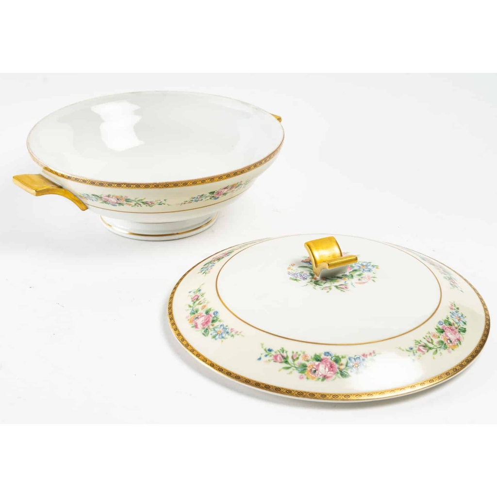 Service de Table en Porcelaine de Limoges | Ensemble pour 12 Personnes | 54 Pièces | Plaqué Or | A. Lanternier & Co. Limoges Service de Table en Porcelaine de Limoges | Ensemble pour 12 Personnes | 54 Pièces | Plaqué Or | A. Lanternier & Co. Limoges