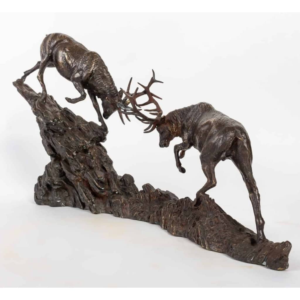 Bronze "Les cerfs", XXème siècle Bronze "Les cerfs", XXème siècle