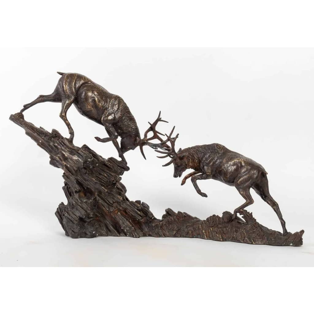 Bronze "Les cerfs", XXème siècle Bronze "Les cerfs", XXème siècle