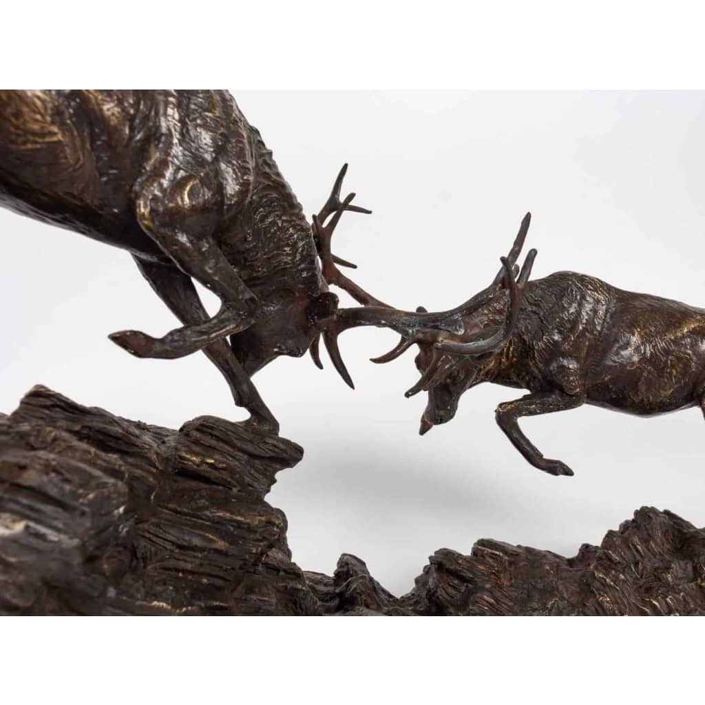 Bronze "Les cerfs", XXème siècle Bronze "Les cerfs", XXème siècle