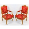 Paire de fauteuils rouges style Louis XV, fin XIXème siècle |||||||||||||