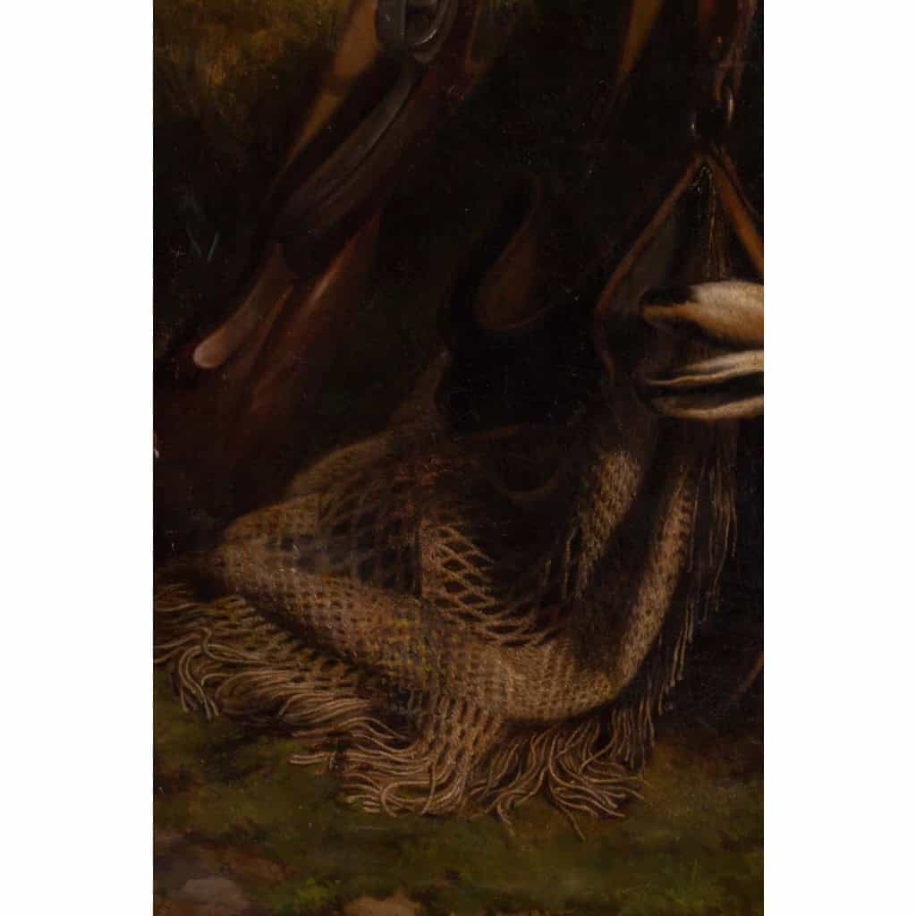 Tableau de scène de chasse, Huile sur toile signée et daté 1850 Tableau de scène de chasse, Huile sur toile signée et daté 1850